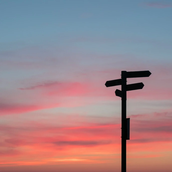 silhouette of road signage during golden hour